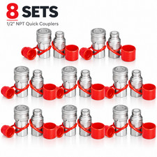 8 Sets 1/2 NPT Flat Face Quick Coupler Hydraulic Fittings For Bobcat Skid Steer