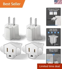 Versatile 3 Prong to 2 Prong Adapters, 1875W Fireproof Power Supply - 4 Pack