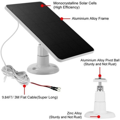 For Ring Video Doorbell 4 3 2 Solar Charger 4W with Wall Mount and 300cm Cable