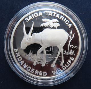 Korea 5 Won 2005 Saiga Antilope WWF 999 Silber Ag PP proof 20 00 Gramm