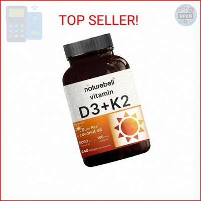 NatureBell Vitamin D3 K2-240 Softgels - 5,000 IU Vitamin D3 & 100mcg Vitamin K2
