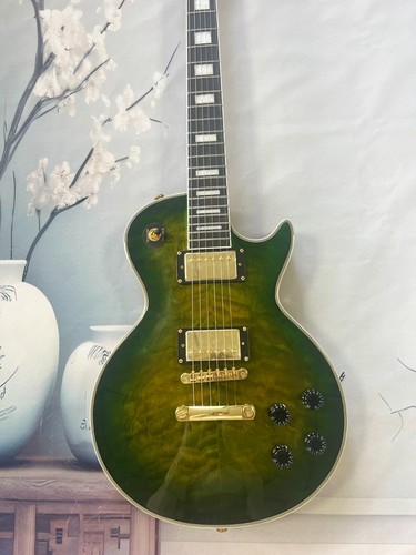 IN stock LP Green Flower Electric Guitar 6 -String ABR Bridge Mahogany Body - Picture 5 of 21