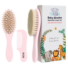 Baby Hair Brush Set for Newborns - Baby Brush and Comb Set - Ultra Soft Goat Hai