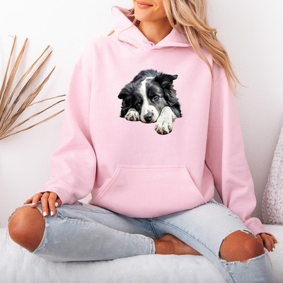 Border Collie Hunderasse Damen Hoodie Sweatshirt Realistisch Tier Pullover