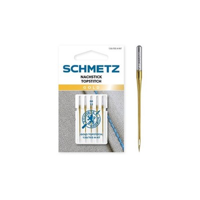 SCHMETZ 5 Nähmaschinennadeln | Gold Nachstick (Topstitch) | 130/705 H-NT | 80/12