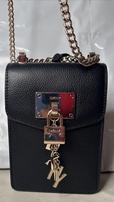 DKNY Elissa North South Crossbody Shoulder Bag Black Leather MSRP $148 NWT