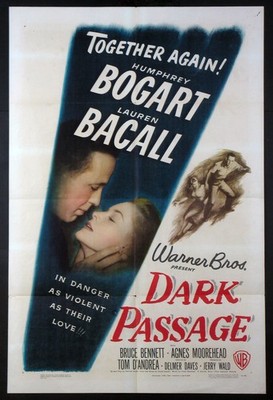 DARK PASSAGE HUMPHREY BOGART LAUREN BACALL UNRESTORED 1947 1-SHEET VERY FINE