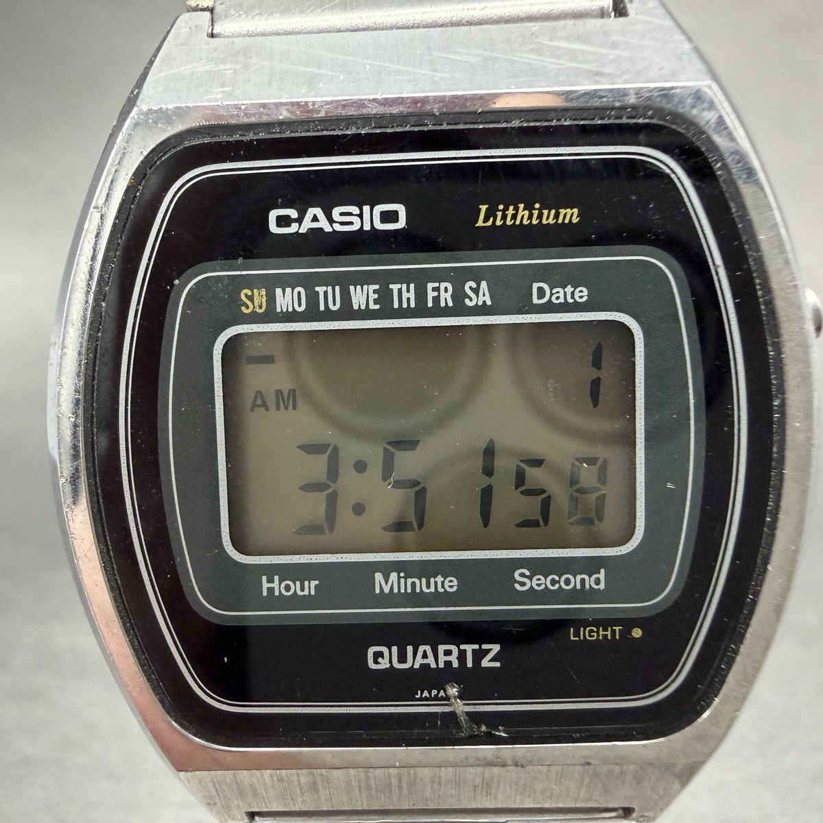 Casio 111QS-34 Watch Men 34mm Digital Silver Tone Rectangle
