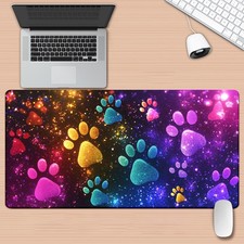 40 90cm Vibrant Gaming Mouse Pad 1pc Vibrant Rainbow Starry Sky Paw Prints Gami