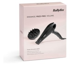Image of BaByliss 2200W Turbo Smooth dryer ionic frizz free 3 heat 2 speed diffuser