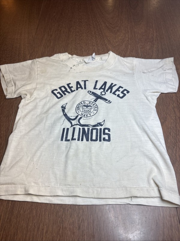 Vintage 1950’s US Navy Great Lakes IL Souvenir Kids Shirt Rockabilly Small