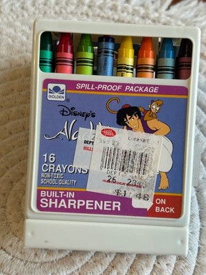 Golden Disney Aladdin Boxed Set Of 16 Crayons W/built In Sharpener
