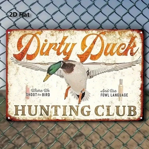 Vintage-Style Duck Hunting Club Tin Metal Signs Home Décor 8x12