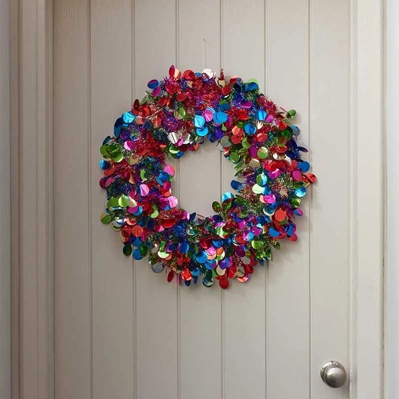 THREE KINGS X Bling Bauble Tinsel Decorative Hanging Home Or Garden Christmas Door Wreath