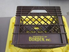 BORDEN INC. BROWN Plastic Storage Carrier Milk Crate 13 X 13 X 10 1/2