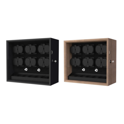 Automatic 12 Watch Winder 6 Display Storage Box Quiet Mabuchi Motors Blue LED