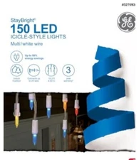 GE StayBright 150 Ct Constant Multicolor Mini LED PlugIn Christmas Icicle Lights