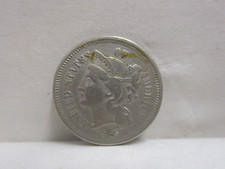 1865 United States 3 Cent Nickel Vintage US Type Coin Philadelphia Mint