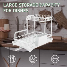 Tray Cutlery Holder Organizer Kitchen Dish Cup Drying Rack Utensil Drainer Dryer