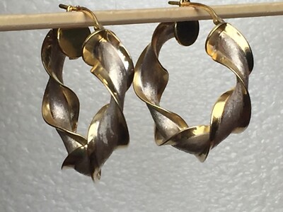 Made in Italy, zweifarbige, gedrehte Creolen, Sterlingsilber 925 und 18K plattiert