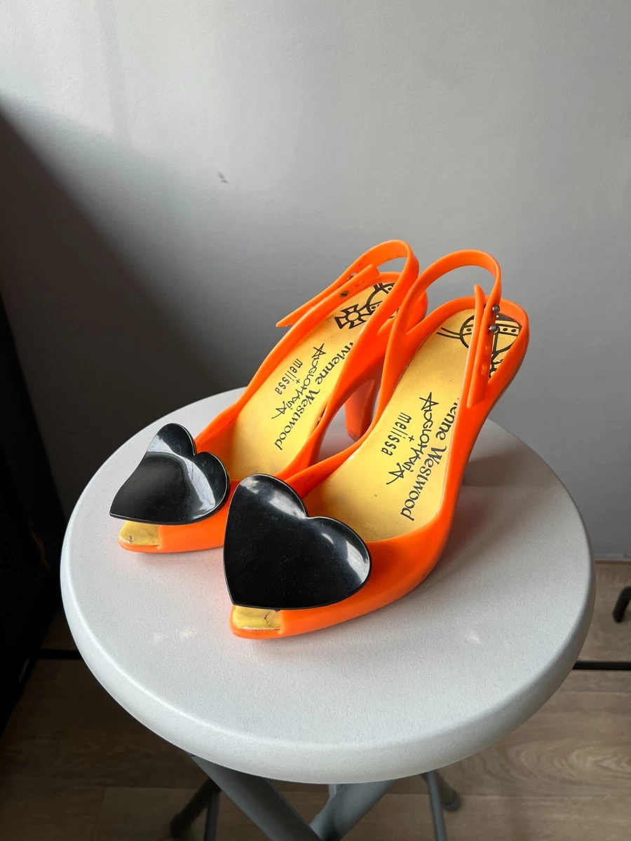 Vivienne Westwood x Melissa Anglomania Heart Orange Heels Size 37 EUR 6 US