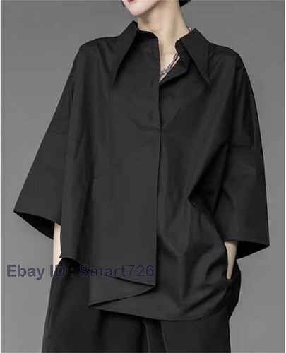Japanische Damen unregelmäßige Kurzarm Bluse Top locker Harajuku Shirt Freizeit - Bild 8 von 26