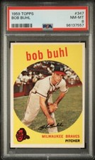 1959 TOPPS  #347  BOB BUHL  PSA 8