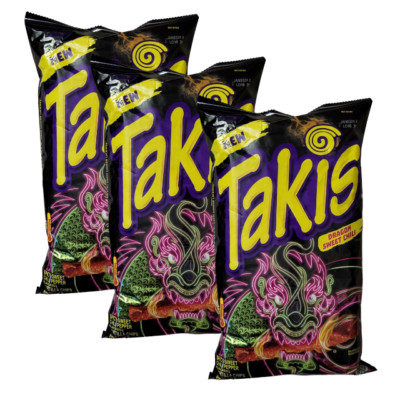 3 Takis DRAGON SWEET CHILI Spicy Sweet Chili Pepper Rolled Tortilla Chips 9.9Oz