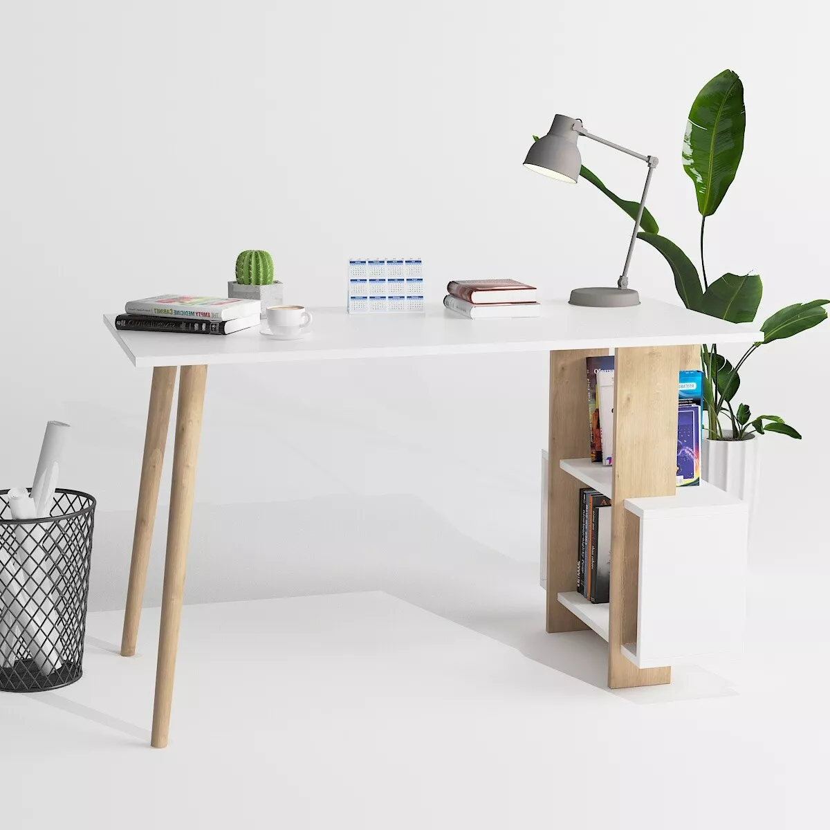 Study table with side storage outlet