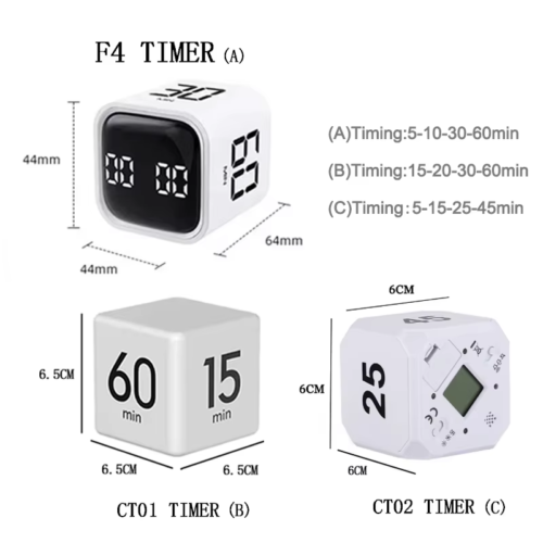 Productivity Cube Timer Gravity Sensor Flipping LED Display 4 Preset Time Dual M - Picture 3 of 23
