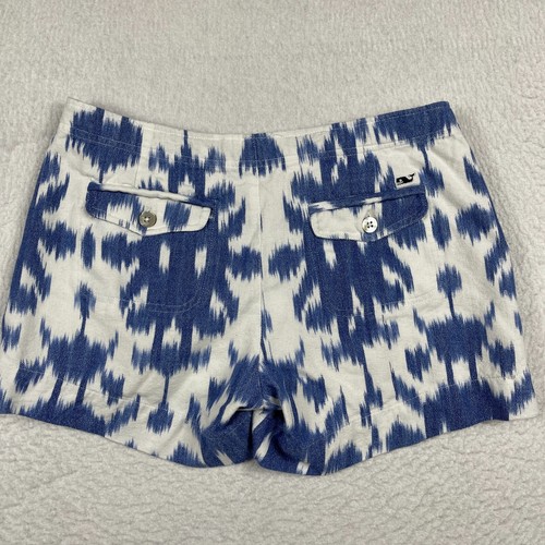Pantalones Cortos Vineyard Vines Para Mujer 0 Azul Blanco Tie Dye Botón Mosca Preppy Informal Playa - Imagen 2 de 15