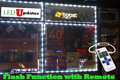 LEDUPDATES 30ft Flash White STOREFRONT WINDOW LED LIGHT 5050 UL Power & Remote