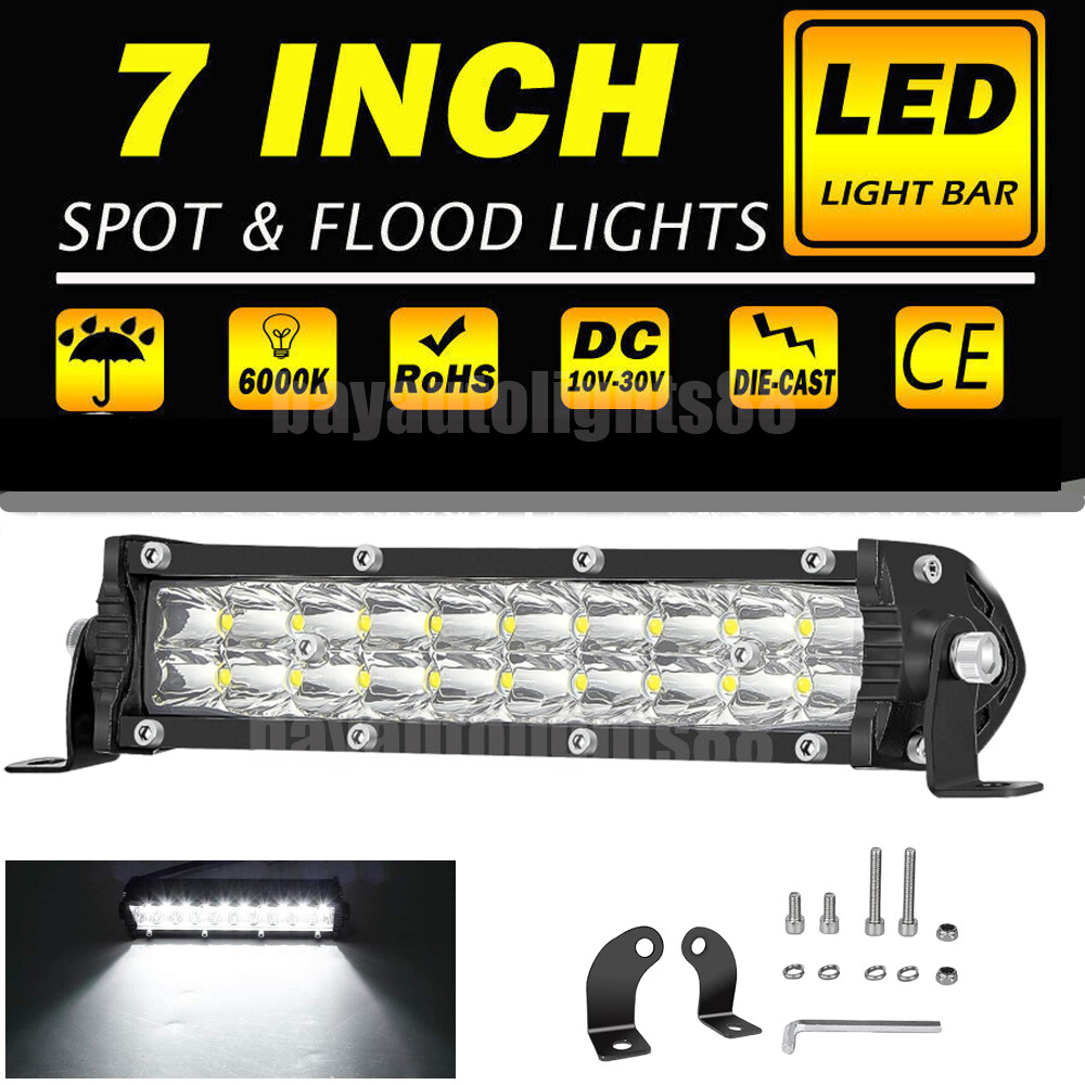 Dual Row 7" LED Lights Bar Pontoon Boat Head Marine Pods Spreader ...