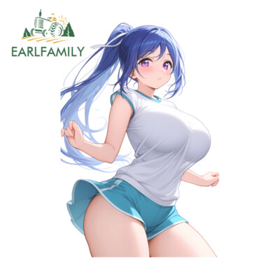 EARLFAMILY 5.1'' Anime Girl Car Stickers Chibi Motorcycle Laptop Vinyl Decals