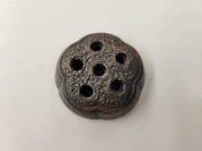 Vintage Art Pottery Black 6 Hole Flower Frog. Made In Japan
