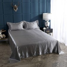 Soft Satin Silk Flat Bed Sheet Pure Imitation Bedding Sheet Home Textile Bed Set