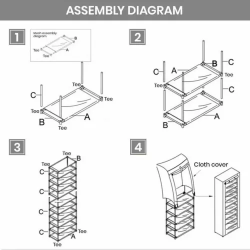 Shoe Rack 10 Layers 9 Shelf Shoes Standing Cabinet Storage Organizer Dustproof - Picture 4 of 12