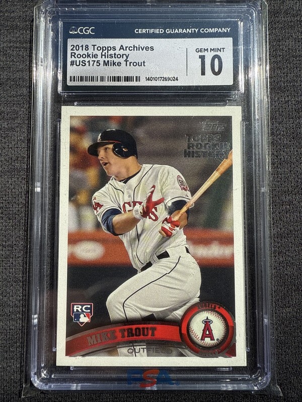 2018 Topps Archives Mike Trout Topps Rookie History RC #US175 PSA 10 GEM MT