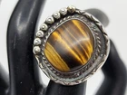Native American Sterling Silver & Tigers Eye Vintage Old Pawn Ring Size 6.5