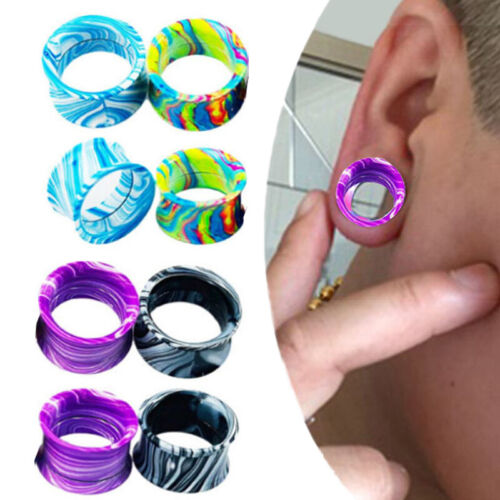 Multicolor Punk Ear Plug Ear Tunnel Earring Flesh 1 Pair 6-20mm Piercing Jewelry - Picture 1 of 18