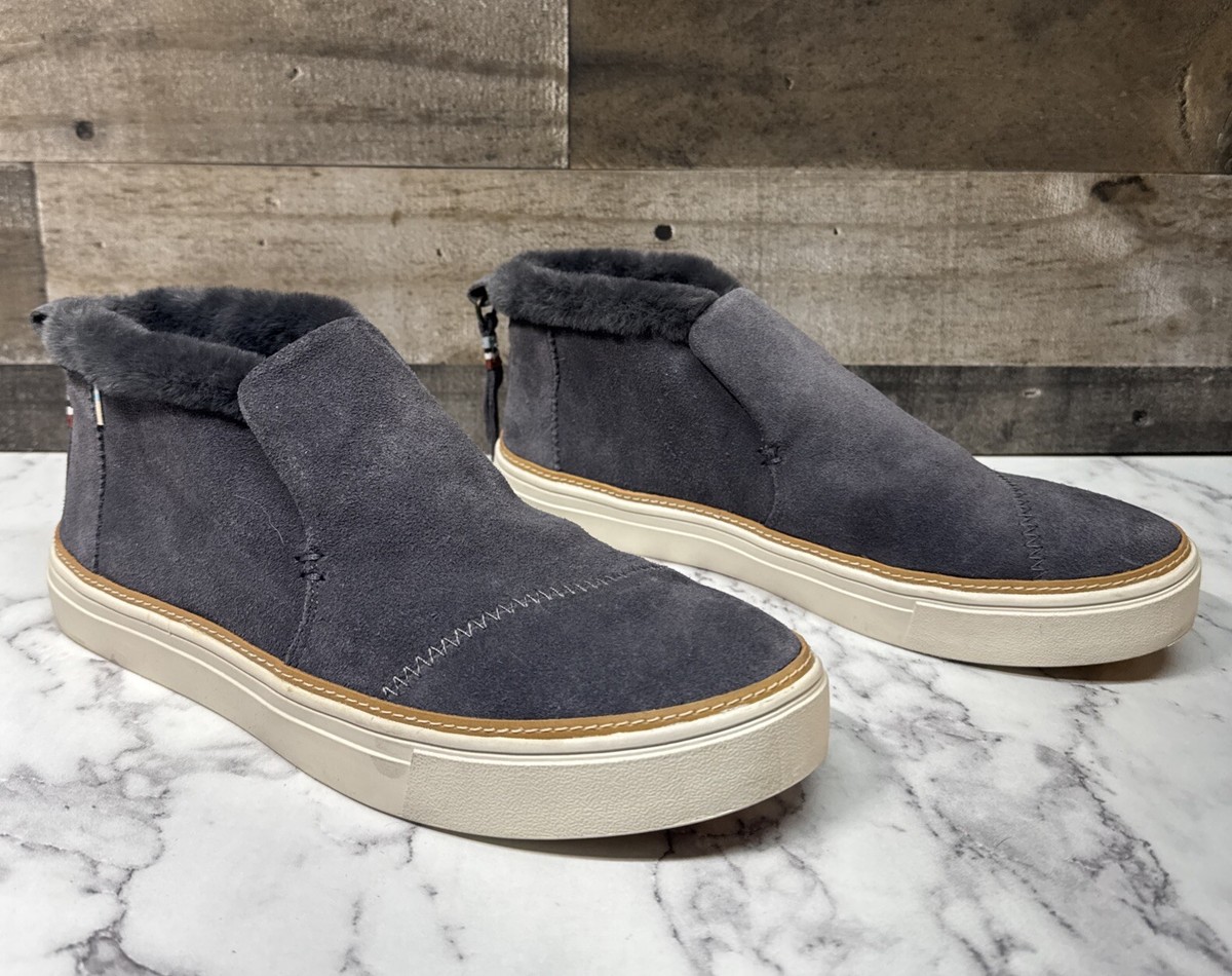 Womens TOMS PAXTON SLIP ON CHUKKA SNEAKER SHOE FORGED IRON GRAY SUEDE Size
