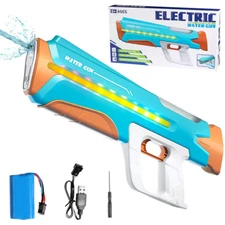 Auto Suction High Power Electric Water Gun 25-32Ft Range - Fills Itself! - Blue