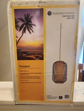 Designers Fountain Bodhi 60-Watt 1-Light Stained Cane Pendant with Black Accents