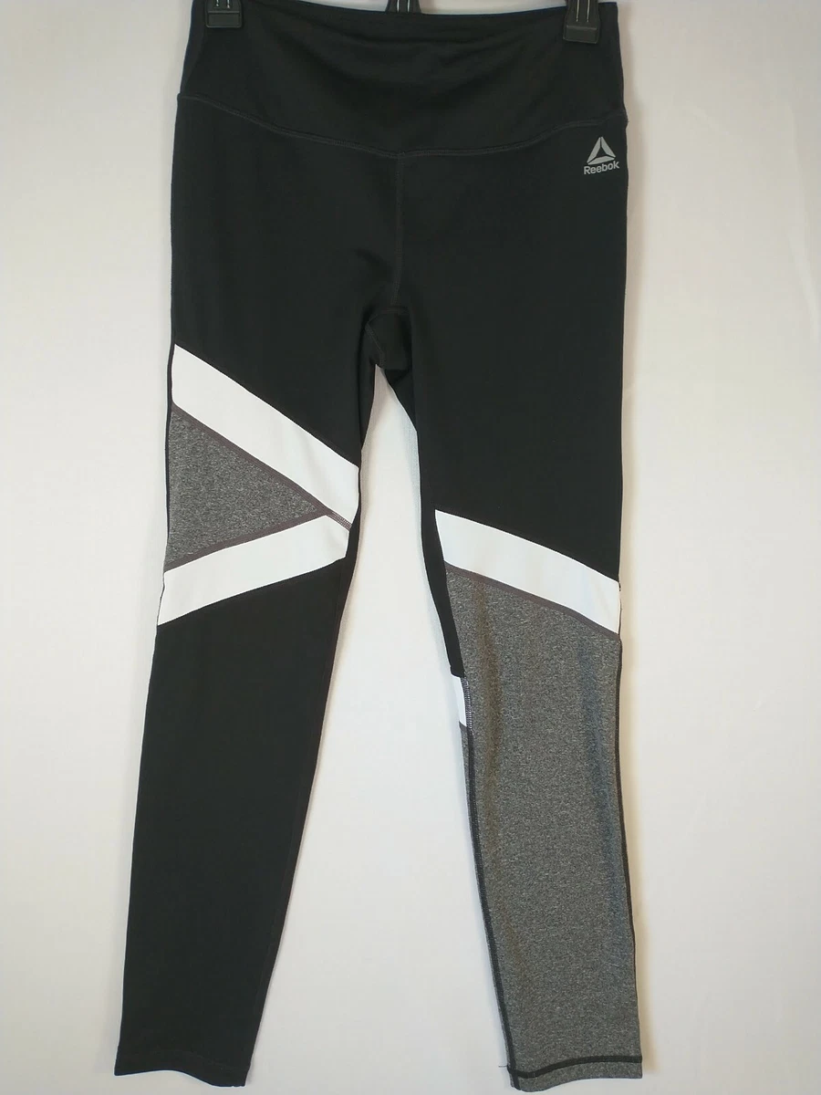 reebok leggings Full Leg Sz. small,Black Grey/white Color Combo Rn117927