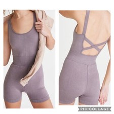 AEROPOSTALE Women s Gray Purple Seamless Romper Strappy Back Size XS