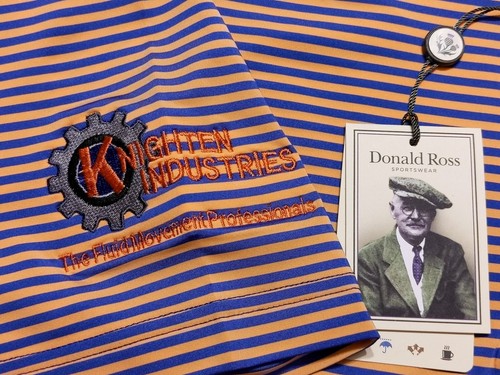 DONALD ROSS Performance Polo Shirt Odessa CC Oilmen's Orange Blue Small S ~ New - Picture 4 of 10