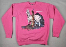 Vtg Native American Indian Horse Sweatshirt Adult XL Pink Oneita New Mexico