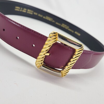 Liz Claiborne Belt 28 30 M Full Grain Semi Aniline Leather Plum