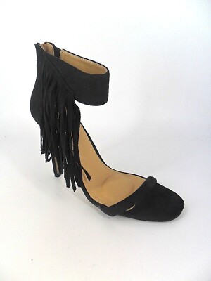 MISSGUIDED Tassel Ankle Strap Heeled Sandals Black Size UK EU 38 NH08 FF  04 UK