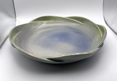 Handmade Studio Art Pottery Bowl Signed Altered Edge Ceramic Serving Dish